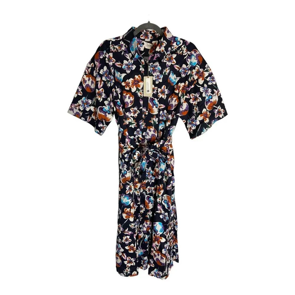NWT Tucker Midi Shirt Dress Small NYC Safari Button-up Georgia Blossom Dark Flor